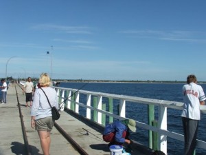 Lis stiding into the future, or at least the end of Busselton's jetty